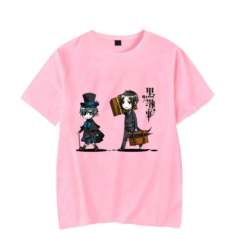 New Anime Black Butler Sebastian Michaelis Ciel Phantomhive Cartoon Print Short Sleeves Jesus Round Neck Men Woman T-Shirt