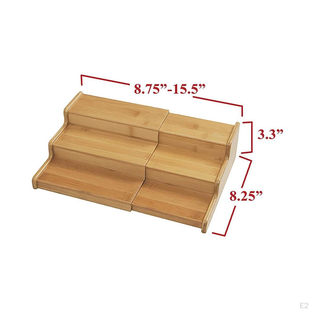 3 Tier Spice Rack Wood Storage for Seasonings Pantry Cabinet Jars