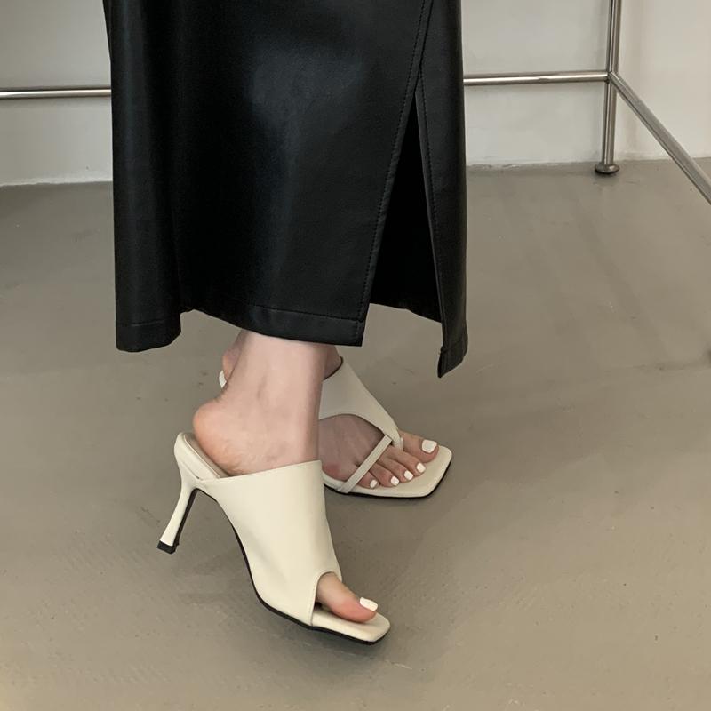 Fashion SUOJIALUN Summer New Brand Women Slipper Fashion Slip On Open Toe Slip On Flip Flop Shoes Thin High Heel Outdoor Pumps Sandal