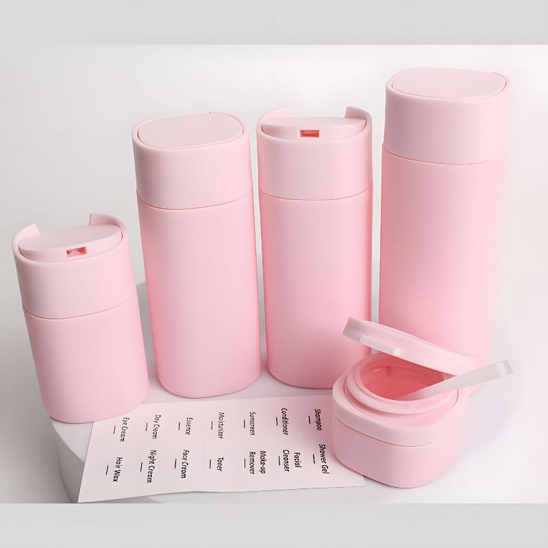 

5 Pcs/Set Hydrating Makeup Dispensing Bottles, Portable Lotions, Shampoos, Traveling, Refillable, Squeezed Empty Bottles рожевий
