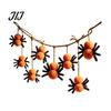 Wall Ornament for Home 78 Inch Halloween Hanging Spider Banner, Mini Black Orange Plush Cute Spooky Party Decorations Pom Garland Party, Fireplace,