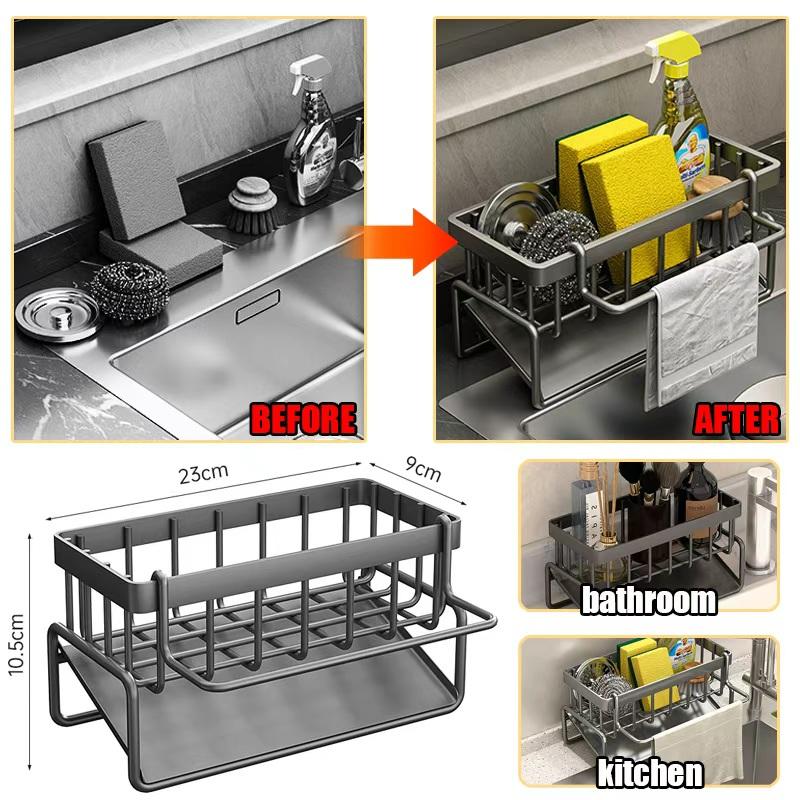 Kitchen Sink Drain Rack Organizer ABS Plastic Self-draining Shelf Soap Sponge Dishcloth Towel Holder Filter Basket