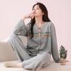 Fenteng Women's 100% Cotton Long Sleeve Fair Isle Pajama Set