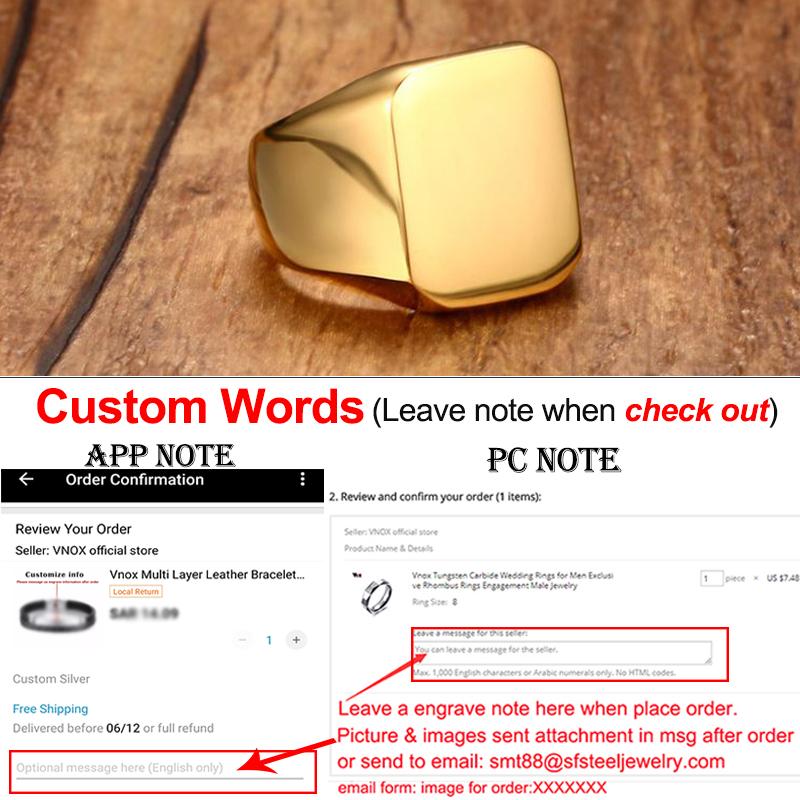 Vnox Heavy A-Z Initial Stamp Ring for Men Gold Color Solid Stainless Steel Signet Ring Chunky Punk Finger Jewelry Customize Gift