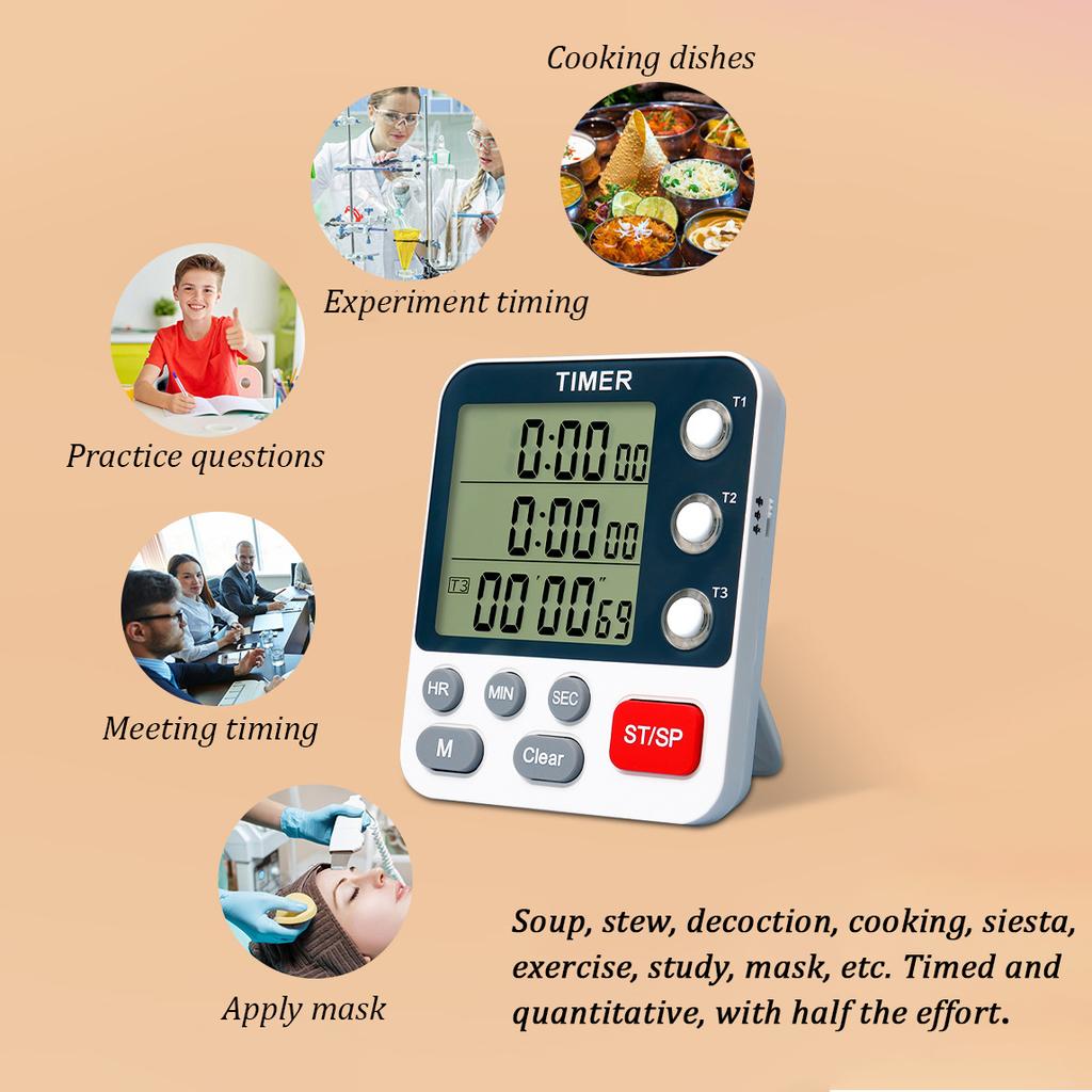 Three-channel Timer Reminder Timer Kitchen Cooking Industry Students Can Turn Off and Mute