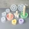 DIY Round Candle Holder Silicone Molds Star Heart Shape Plaster Resin Candlestick Mould Candle Accessories Tool Home Table Decor