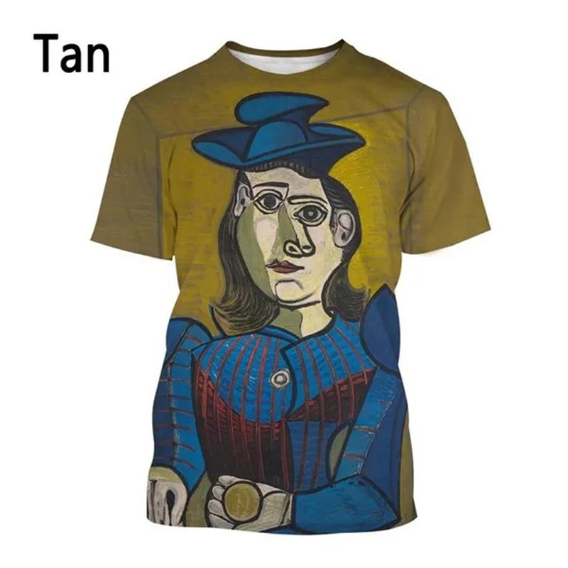 

Футболка з 3D-принтом Pablo Picasso Класичний малюнок олією Футболки Чоловічий і жіночий одяг Літні повсякденні футболки з короткими рукавами Футболки S