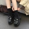 Black British style platform thick high-heeled small leather shoes women's 2025 new autumn retro versatile heightened loafers shoes