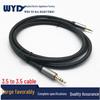 Gold-Plated Aluminum 3.5mm Male-to-Male AUX Recording Cable, Black Leather Finish