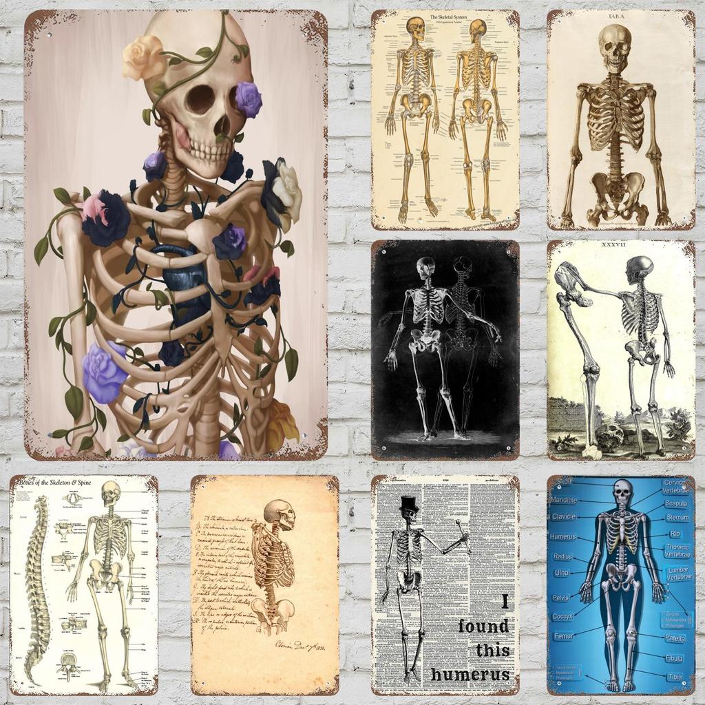 skeleton Vintage Tin Sign Home Decor Wall Decor Art Wall Mural Room Decoration Decor Retro Metal Sign Plate Bar Posters