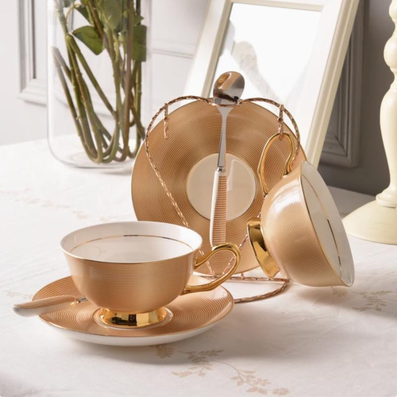 Kaffeebecher-Set Option Knochenporzellan Keramik Teegeschirr-Set Option Marmorstreifen Luxusgeschenke Porzellan Trinkgeschirr Teetasse Party-Trinkgeschirr 200 ml Europäisch