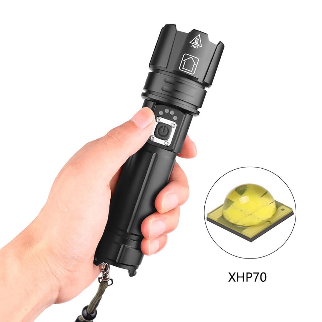 Aluminum Alloy XHP70 Powerful Led Flashlight USB Charging With Charging Display