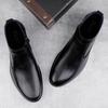 British Style Men's Chelsea Boots Genuine Leather Ankle Boots Fashion High Top Walking Shoes Winter Plush Snow Motorcycle Botas
