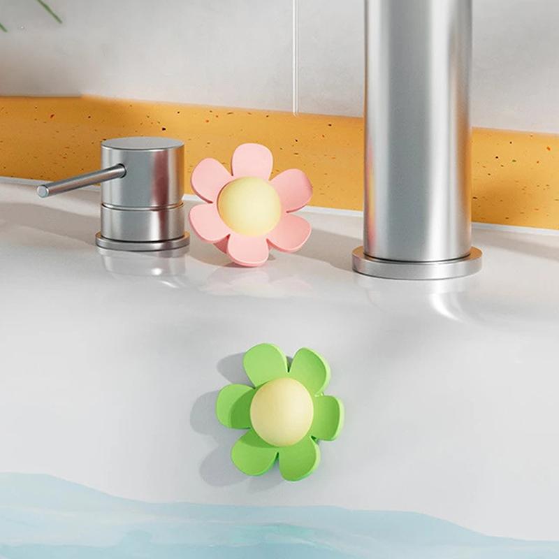 5Pcs Flower Shape Bathroom Silicone Wash Basin Overflow Ring Kitchen Sink Washbasin Drain Seal Stopper Bathtub Drain Cap Plug
