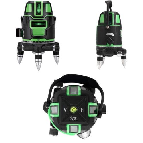 BKBEINGKING 5-Line Laser Level, Green, 5 Lines, 6 Points, Rotating Laser, 4-Direction Large Square Beam, Dustproof and Waterproof, Automatic Correctio