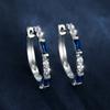 Cute Female Green Blue Stone Clip Earrings Silver Color Minimalist Wedding Jewelry For Women
