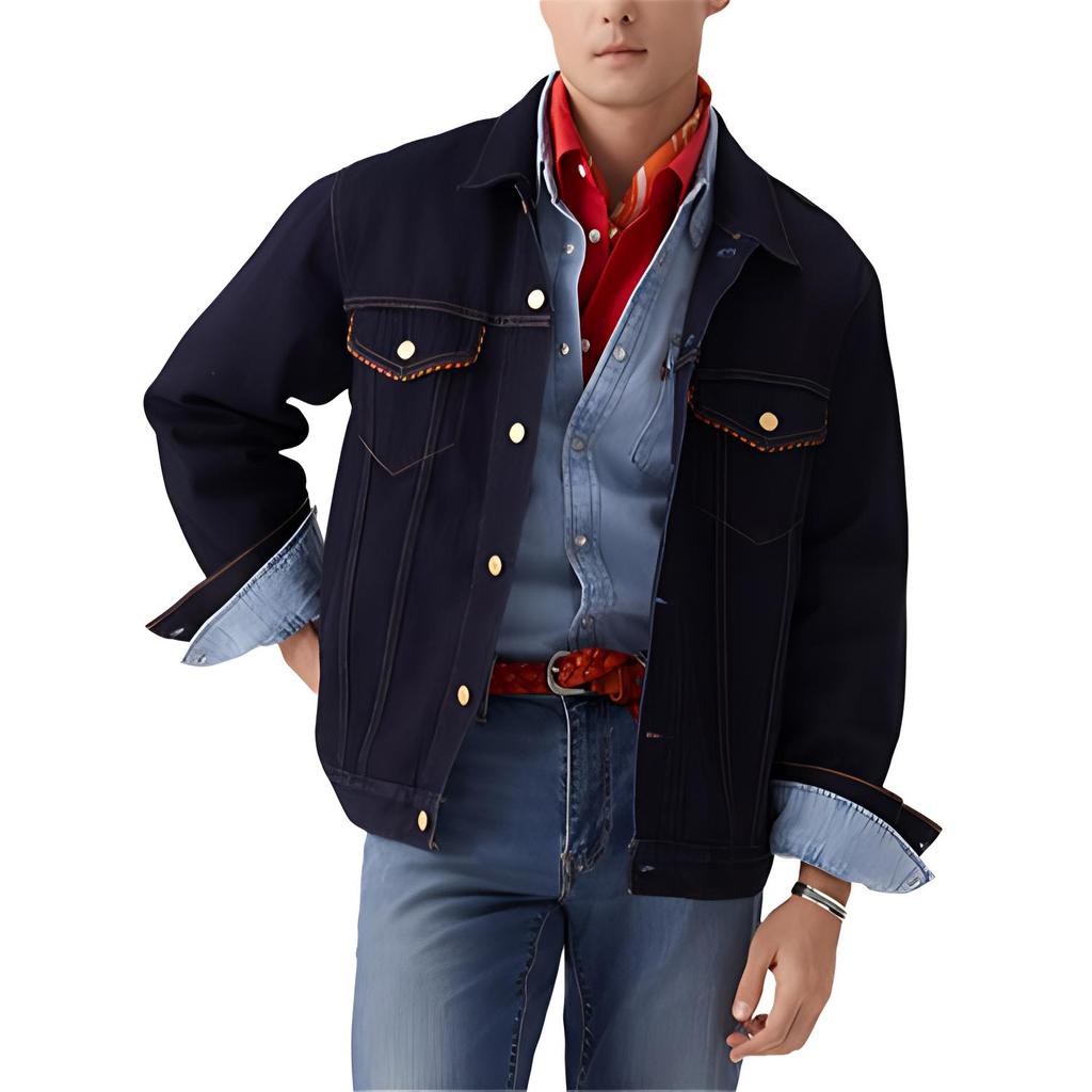 Levis SS25 New Year Limited Edition Double Pocket Design Button Closure Denim Jacket Men Jackets Dark-Blue 003ZN-0000