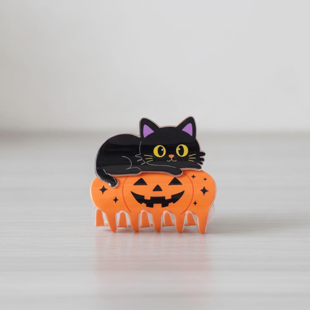 Cute Animal Pumpkin Shark Clip Strong Hold Black Cat Hair Claw Halloween Hair Claw  Daily Styling