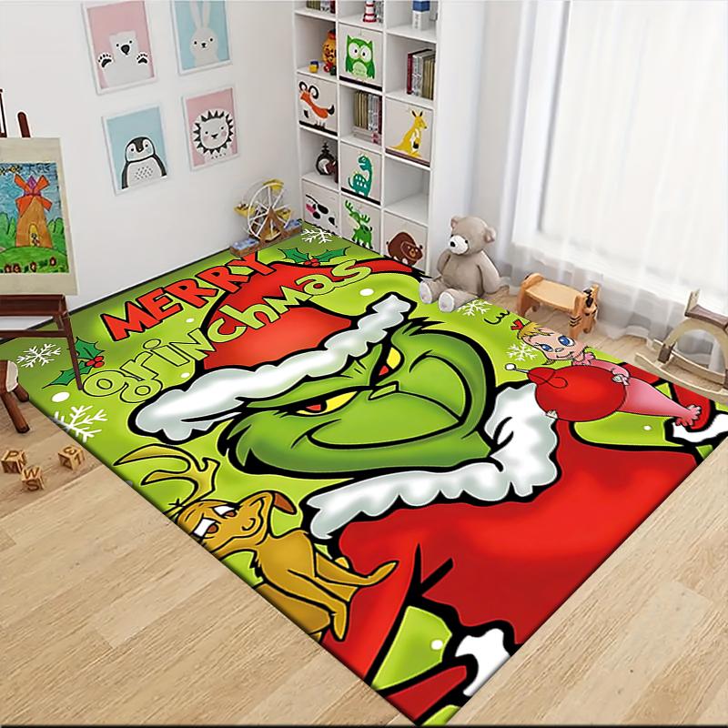Grinch Christmas Celebration Carpet Rug Soft Washable Antislip Home Living Room Sofa Mats Personalized Christmas Rug