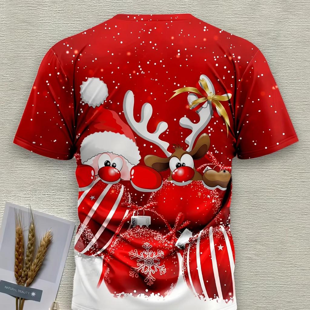 Funny 3D Merry Christmas Print Kids Clothes Casual Short Sleeve T Shirts for Boys Girls 2-14Y Xmas Gift for Children Top
