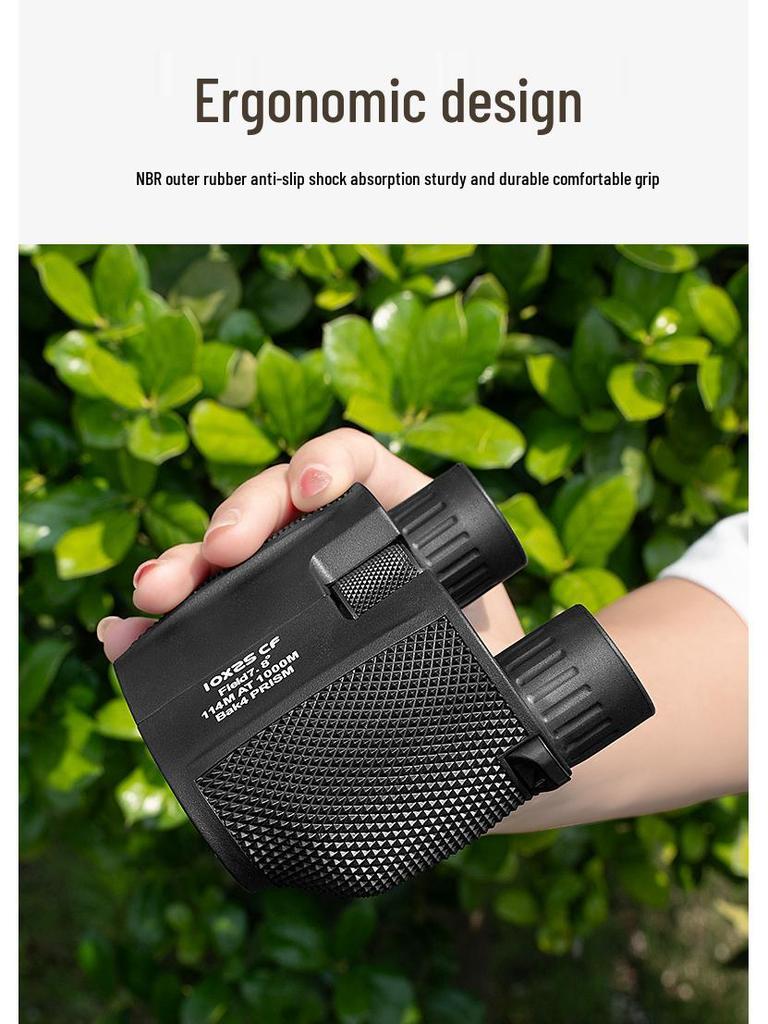 Little Paul 10x25 Binoculars: Low-Light Night Vision, Portable, for Climbing & Camping, High Magnification & Definition, Custom Logo Option Available