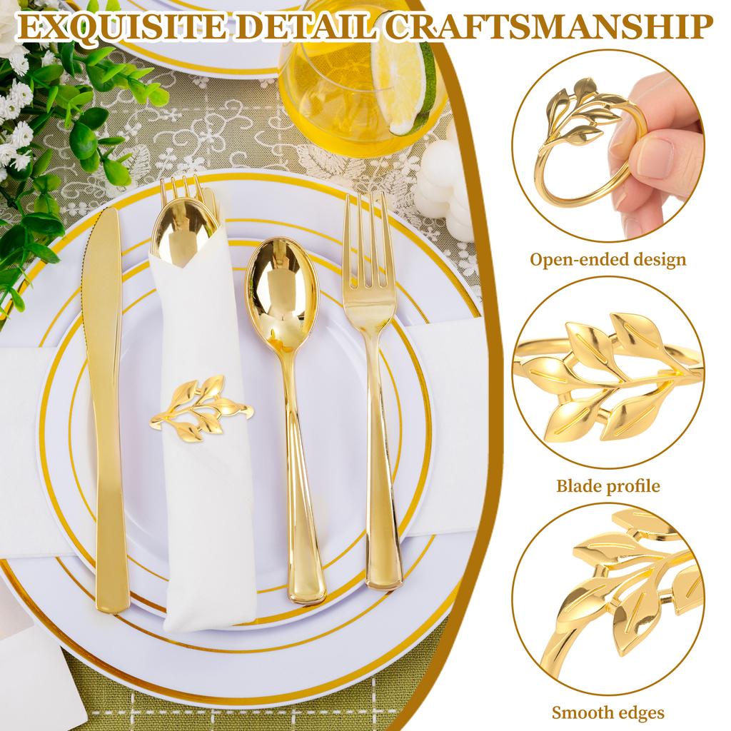 50/100Pc Napkin Rings Gold Table Napkins Holder Reusable Napkin Ring Holder Exquisite Napkins Ring Set for Hotel Home Decoration