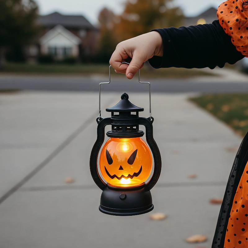 Mini Halloween Pumpkin LED Lantern With Warm Flickering Light For Halloween Home Party Tabletop Decor Gifts