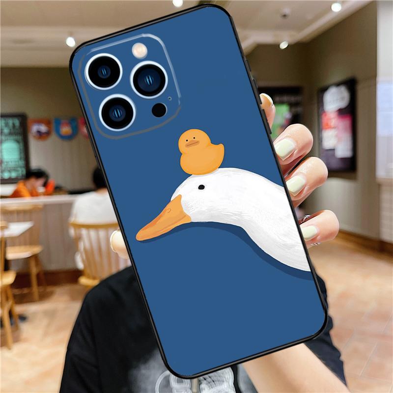 Cartoon Funny Goose Case For iPhone 17 16 14 13 12 11 15 Pro Max Mini Plus 16e 17 Air Bumper Cover Accessories