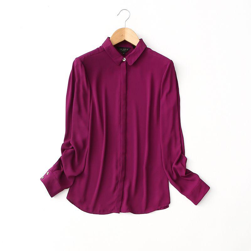 Export Export Whole Transaction Goods Simple Temperamental All-Match Pure Color Long Sleeves Pearl Chiffon Shirt for Women Autumn Undershirt