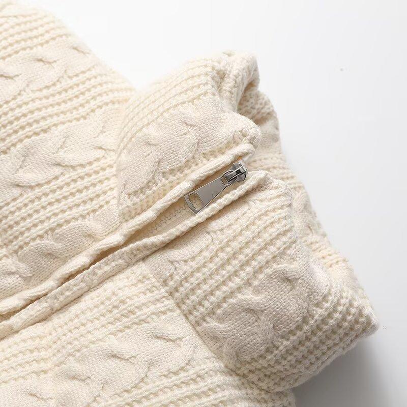 Autumn new women's clothing, European and American French design fashion versatile knitted cotton jacket