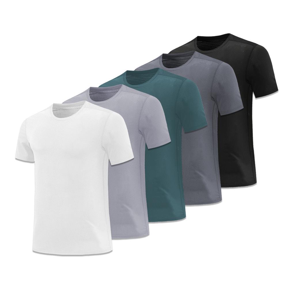 Men's Quick-Dry Ice Silk Sports Tee - Breathable, Sweat-Wicking, Short Sleeve Crew Neck.