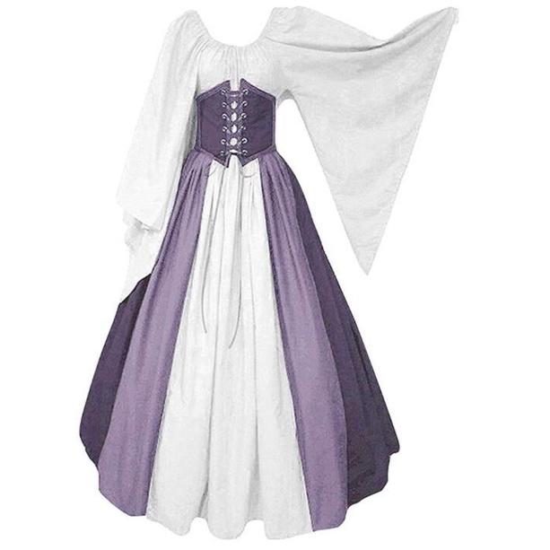 Renaissance Medieval Women's Long Dress Halloween Costume Stage Performance Retro Clothing