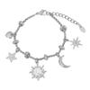 Sun Moon Cubic Zirconia Bracelet Ocean Theme Titanium Steel Jewelry Adjustable 20cm Length Fashion Wrist Accessory