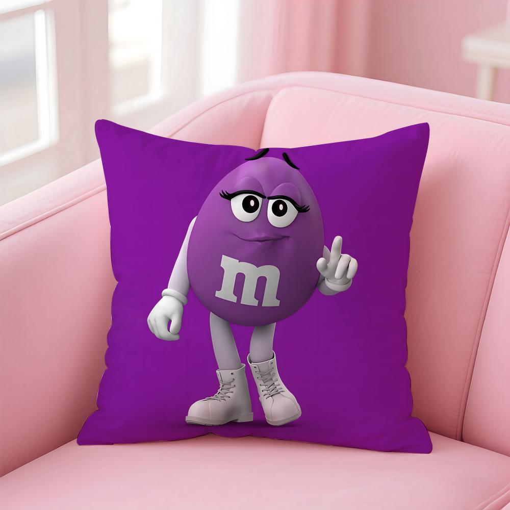 cartoon M-M&M's Cushion Cover Home & Car Multi-Scene Pillow Cover - Reversible, Soft & Durable for Daily Use