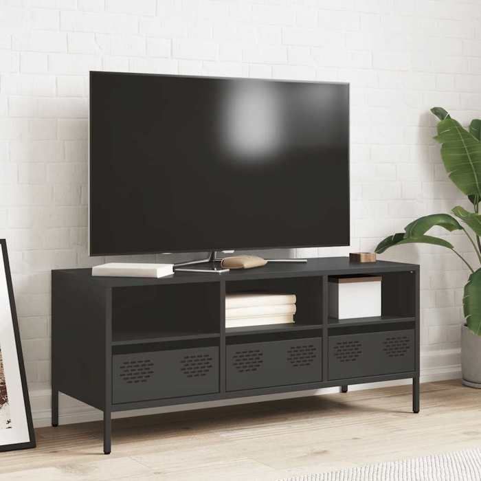 VidaXL Meuble TV noir 101,5x39x43,5 cm acier laminé à froid 851322