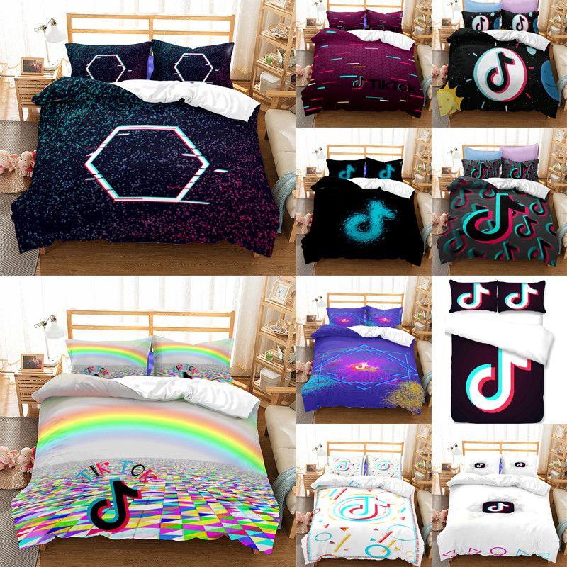 Luxurious Tiktok Pattern Duvet Cover Set With Pillowcase For Comfortable Sleep