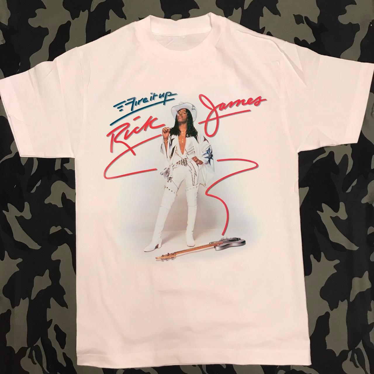 Rick James Fire It Up Guitar in white Unisex T-Shirt Full Size BL2.280 S