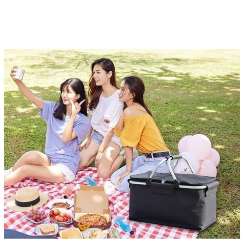 Picnic Basket, Storage Basket, Vegetable Basket, Insulated Basket, Eco Bag, Large Capacity, Multi-Purpose Cooler Basket, Foldable, Lunch Pack, Cooler