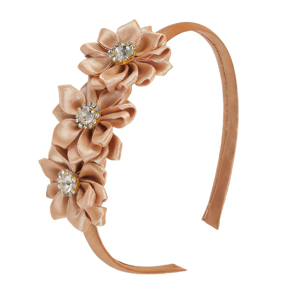 Stylish Floral Rhinestones Headwear Cloth Fabric Comfortable Nonslip Headdress for Casual to Formal Occasion