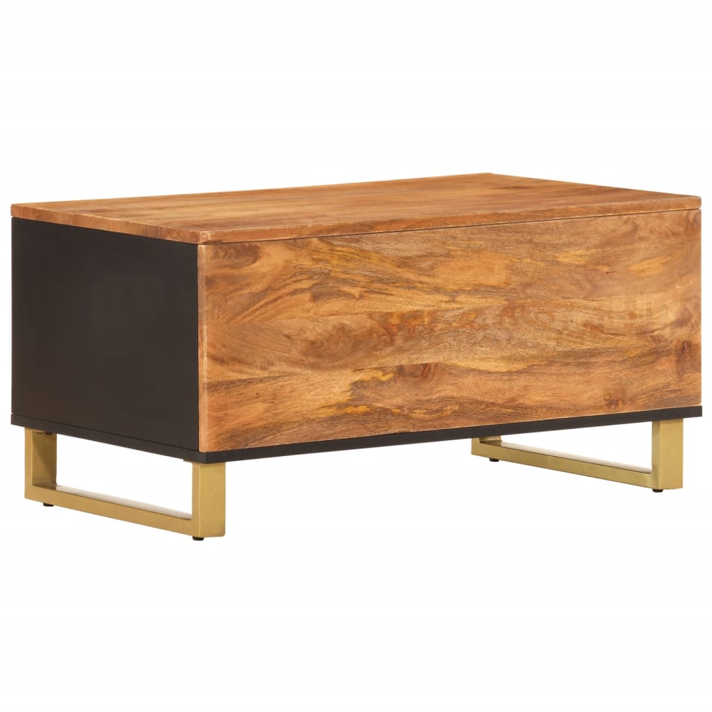  Coffee Table, Brown and Black, 80x50x40 Cm, Solid Mango Wood