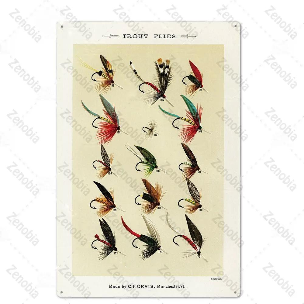 Fishing Decor Vintage Tin Sign Retro Metal Sign Wall Decor for Lake House Cabin Fishing Gift Metal Plate