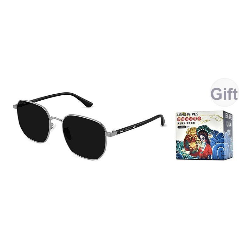 

Calvin Klein Personality Mirror Leg Letter Logo Driving Travel Sun Protection UV Protection Sunglasses Metal Irregular Shape Sunglasses CK25122SLBK 072-Gunmetal/Black