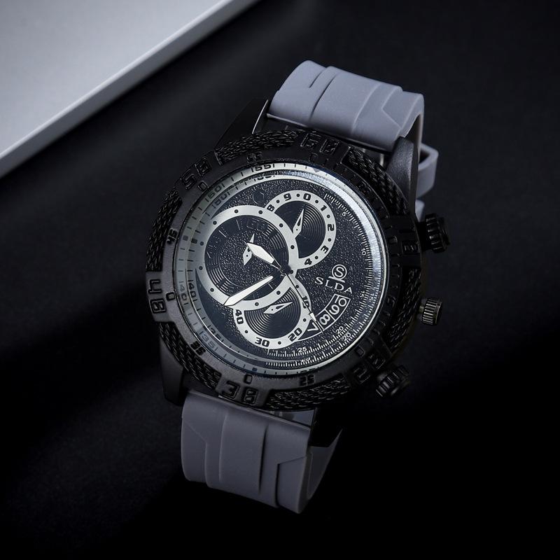 Fashion Casual Men's Quartz Watch Silicone Band Business Wristwatch