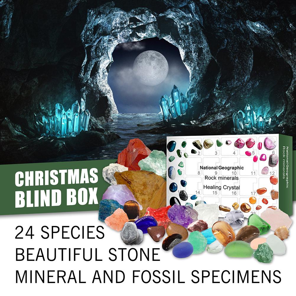 Weihnachts-Adventskalender Spielzeug 24 Tage Weihnachten Erz Spielzeug Mineral Geschenkbox Spielzeug Geologisch