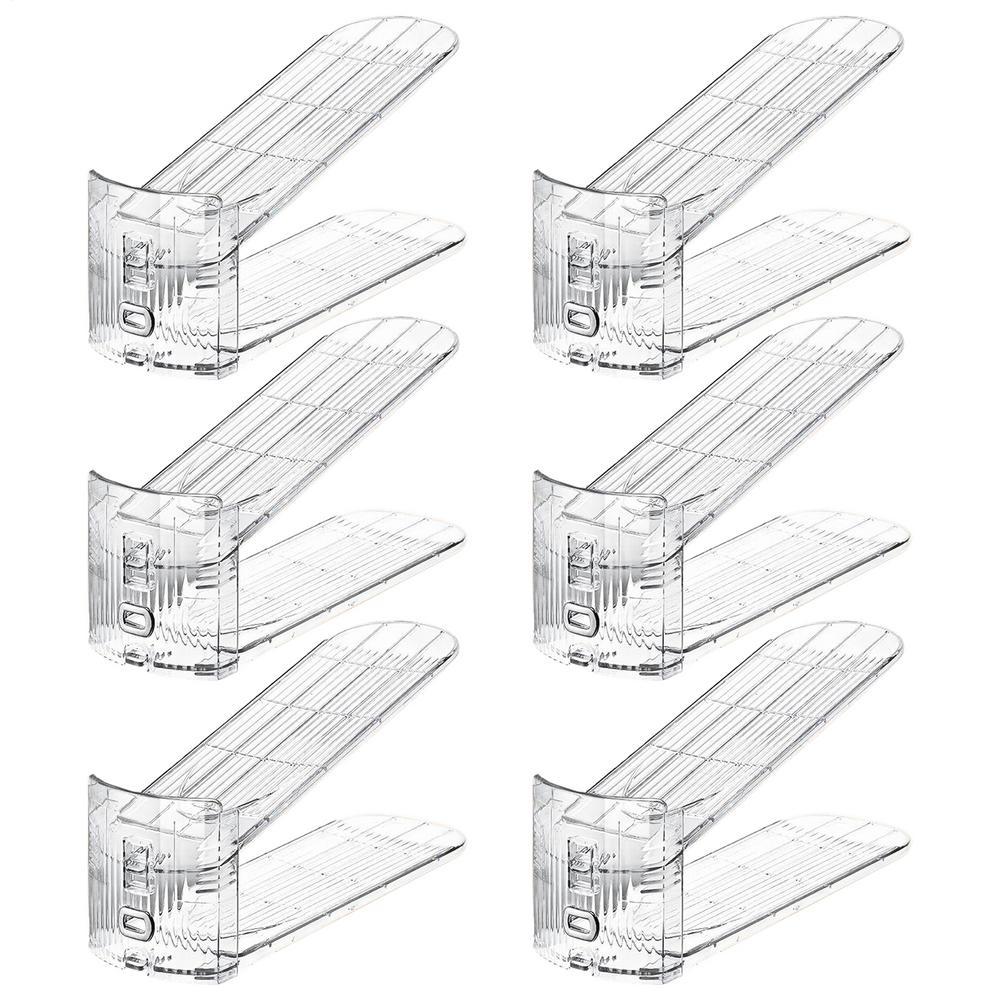 Shoe Stacker Organizer 6 Piece Shoe Risers for Closet Shelf Non-Slip Stackable Double-Layer Holder Height Adjustment Storage