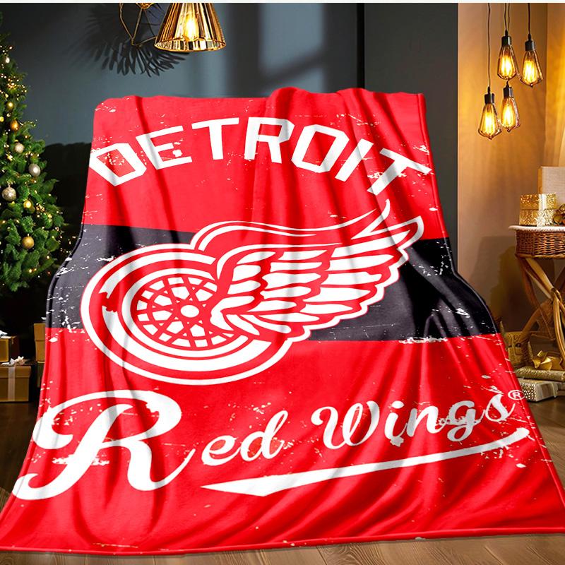 Vintage Detroit Wings Logo Decke Flanell Überwurf für Sofa, Innenbereich, Camping, Wohnzimmer, Büro, Stuhl und Bett Weiches Geburtstagsgeschenk