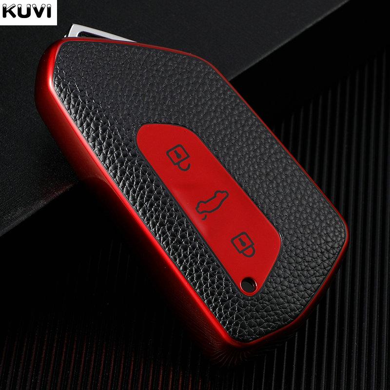 Leather TPU Car Key Case Cover Shell Fob for VW Golf 8 ID4 for Skoda Octavia 4 A8 MK8 for Seat Leon Fr Mk4 Cupra Formentor 2023