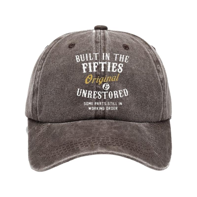 Humorous Baseball Cap with Builtin Fifties Text Wash Cotton Adjustable Dad Hat for Daily Outfit Women Men Accessory