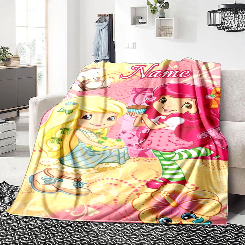 Custom Name Strawberry Princess Fantasy Party Blanket For Couch Bed Plush Cozy Fuzzy Blanket Super Soft Warm Blankets For Fall And Winter 0916256
