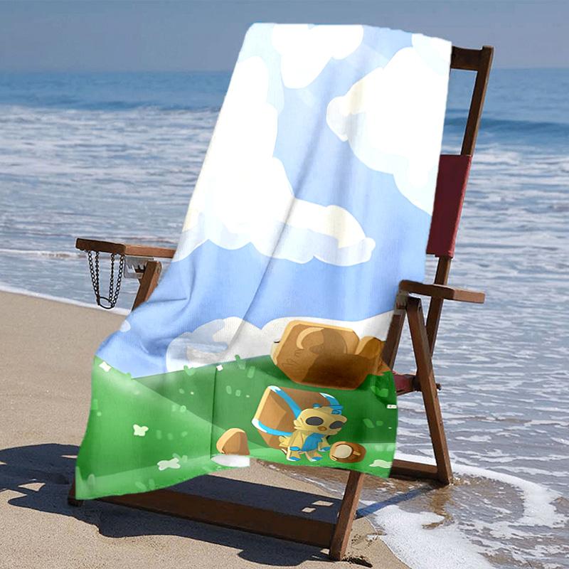 proof beach towel with Game Super Bear Adventure pattern - soft,absorbent,quick-drying,machine washable - perfect for swimming,camping,bathing